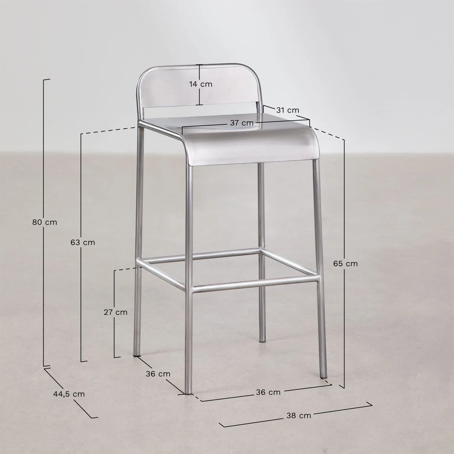 Magna Paslanmaz Çelik Bar Sandalyesi